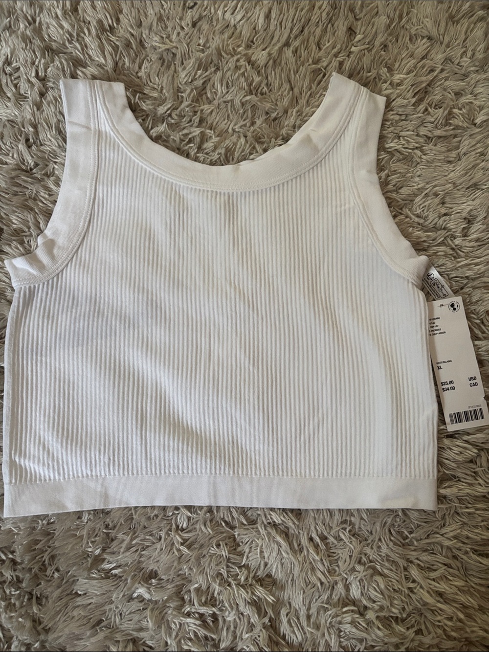 NWT out from under brand White Ribbed Crop Tank Top size XL